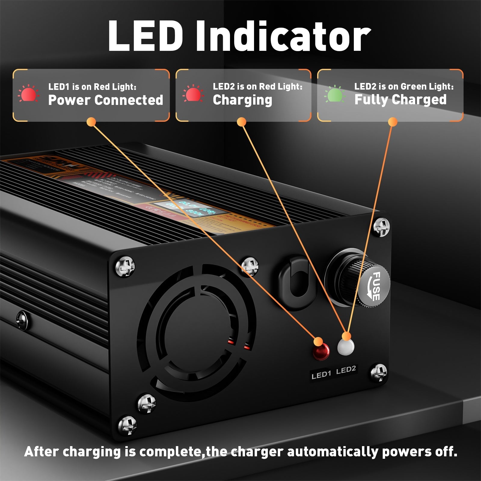Suraziki LiFePO4 54.75V 4A Battery Charger for 48V Lithium Iron Phosphate Batteries, LED Display, Full Protection