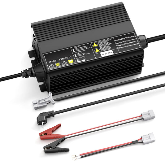 12 V 50 A schnelles Lithium-LiFePO4-Batterieladegerät, Ladespannung 14,6 V, 0 V BMS aktivieren, automatisch abschalten, Solarbatterieladegerät für Wohnmobile und Boote